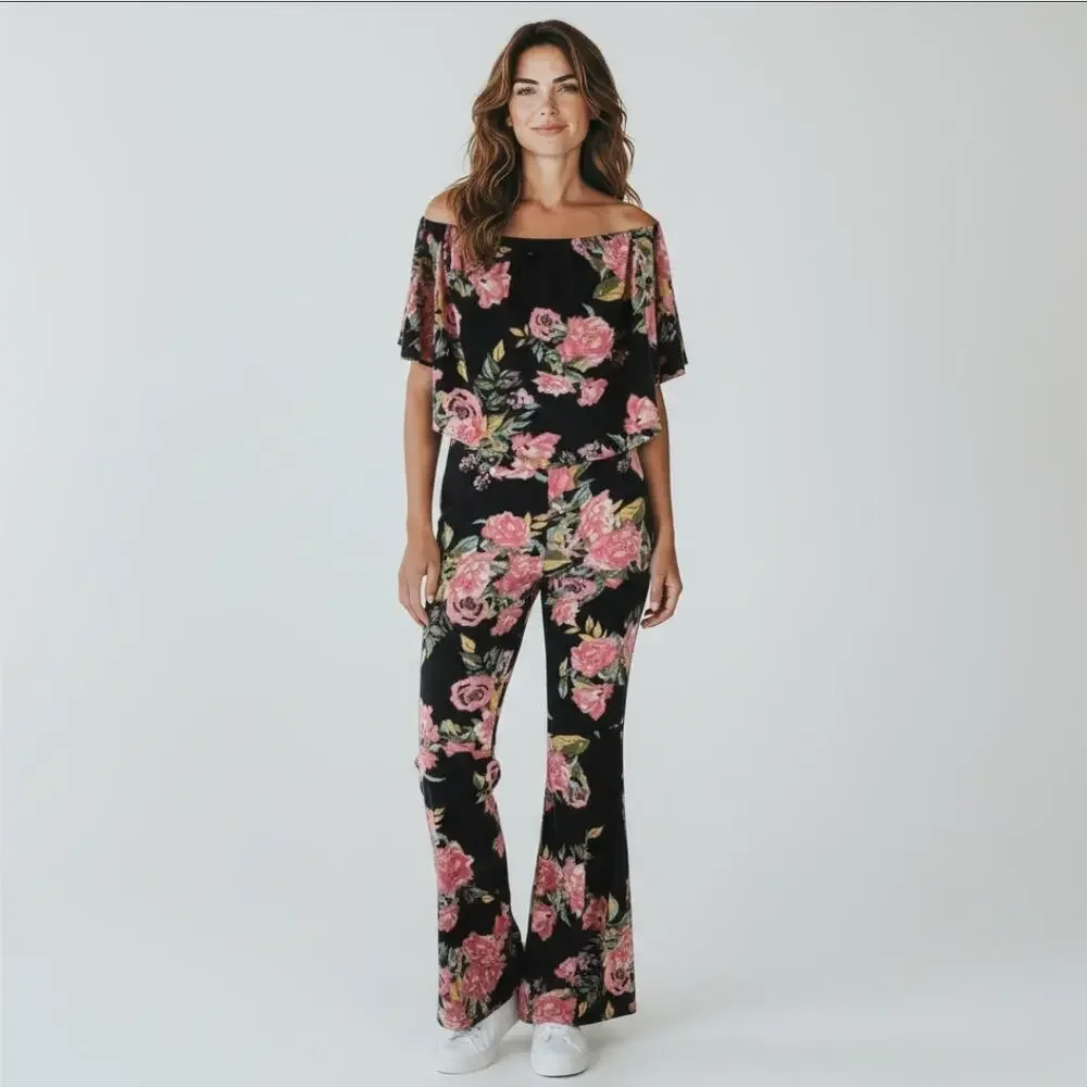Free People Vintage Strapless Floral Medium Jumpsuit
